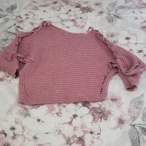 Pink off shoulder bulky sweater